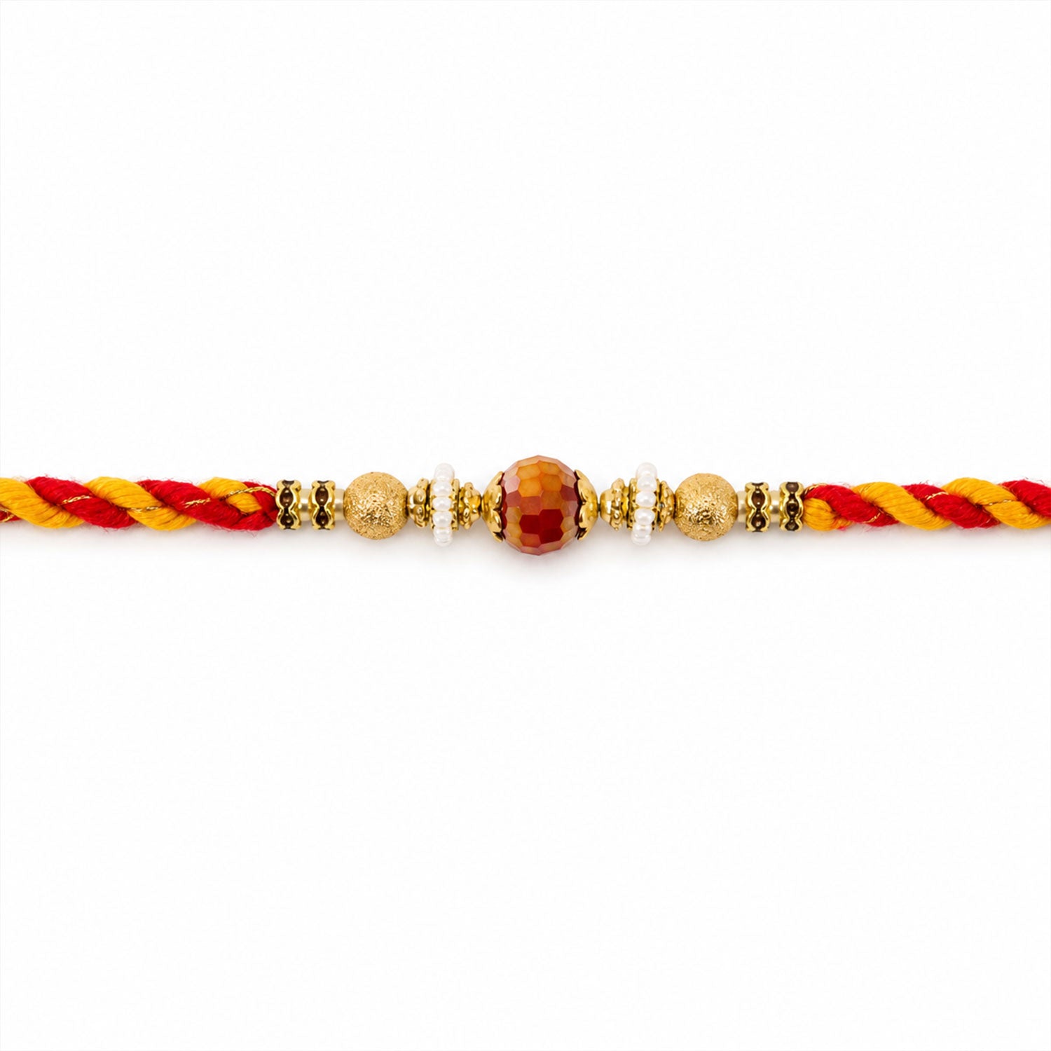 Beautiful Pearl Bead Rakhi with Soft Festive Shades and Elegant Designer Look