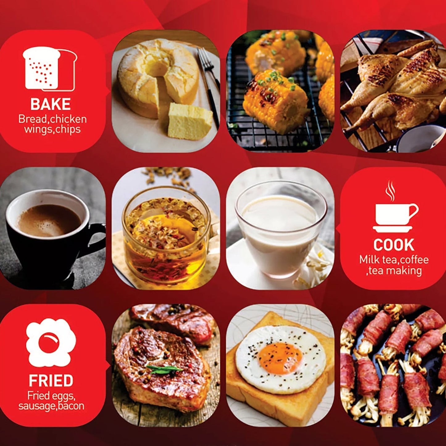 3-in-1 Breakfast Maker: Toaster Oven, Grill Pan & Coffee Maker