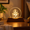 3D Ganesha LED Lamp with Wooden Base for Home and Pooja Decor (1 Pc)