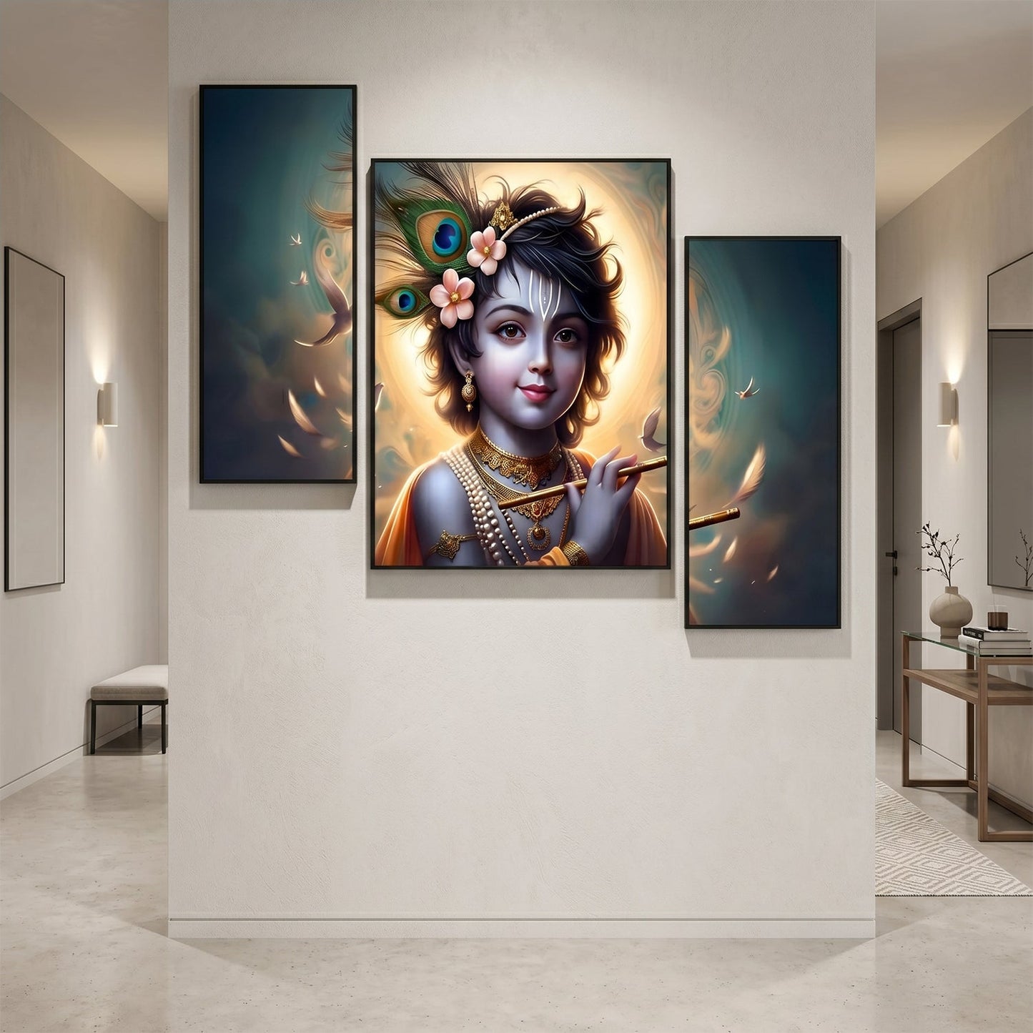 Divine Krishna flute wall painting