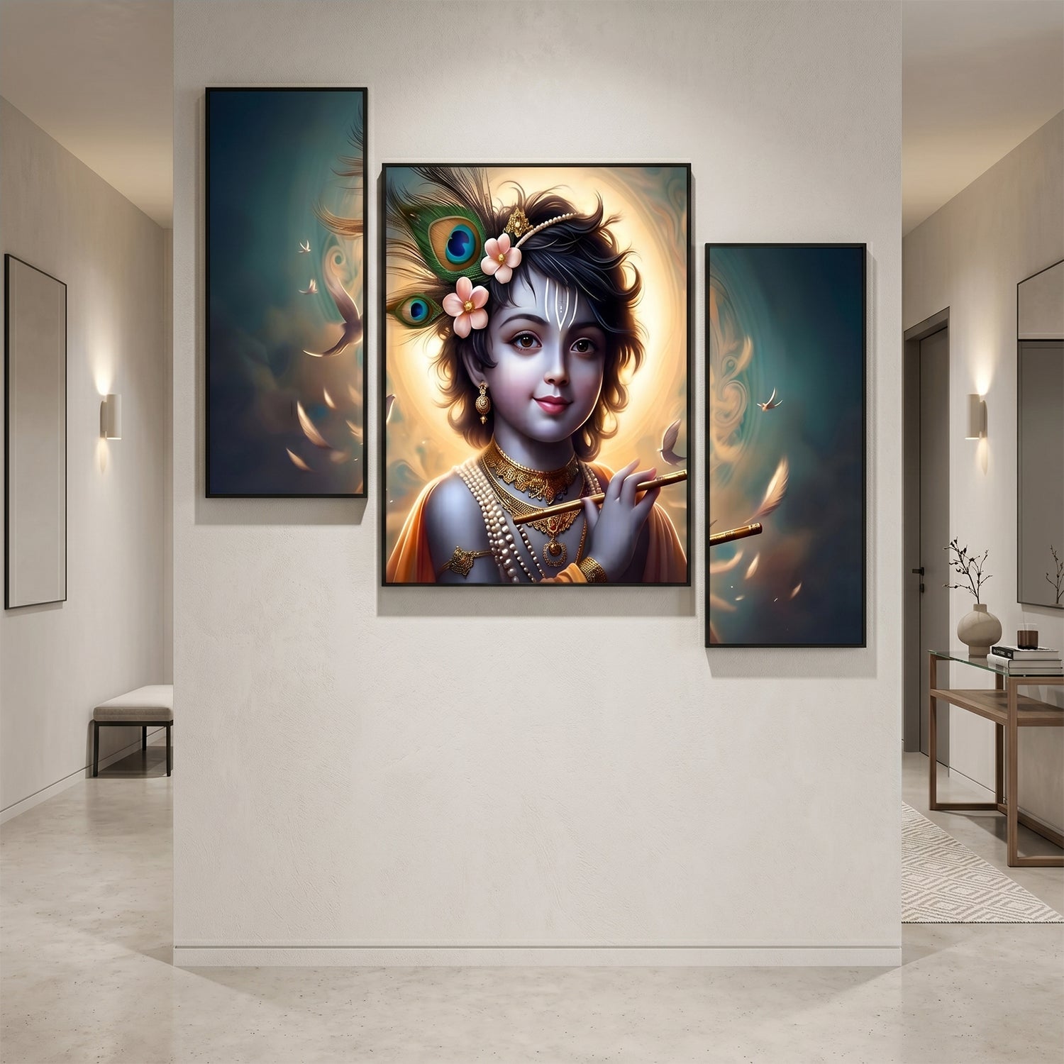 Divine Krishna flute wall painting