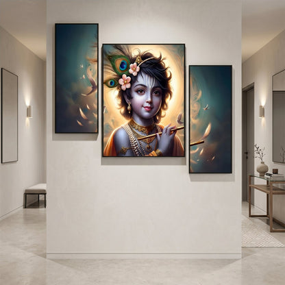 Divine Krishna flute wall painting