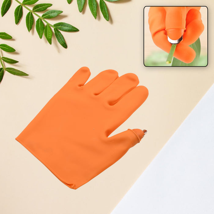 Gloves Silicone Thumb Knife Finger Protector Gears Cutting Vegetable Harvesting Knife Pinching Plant Blade Scissors Garden Gloves, Right-Handed Gloves (1Pc)