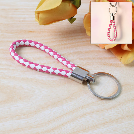 Leather Style Keychain with Metal Ring - (1 Pc)