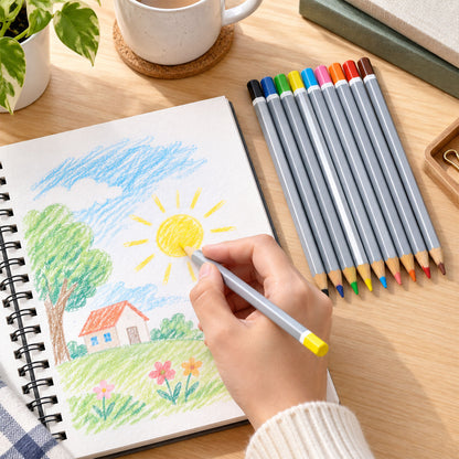 Wooden Colour Pencil Set with Sharpened Tips for Drawing and School Art Projects