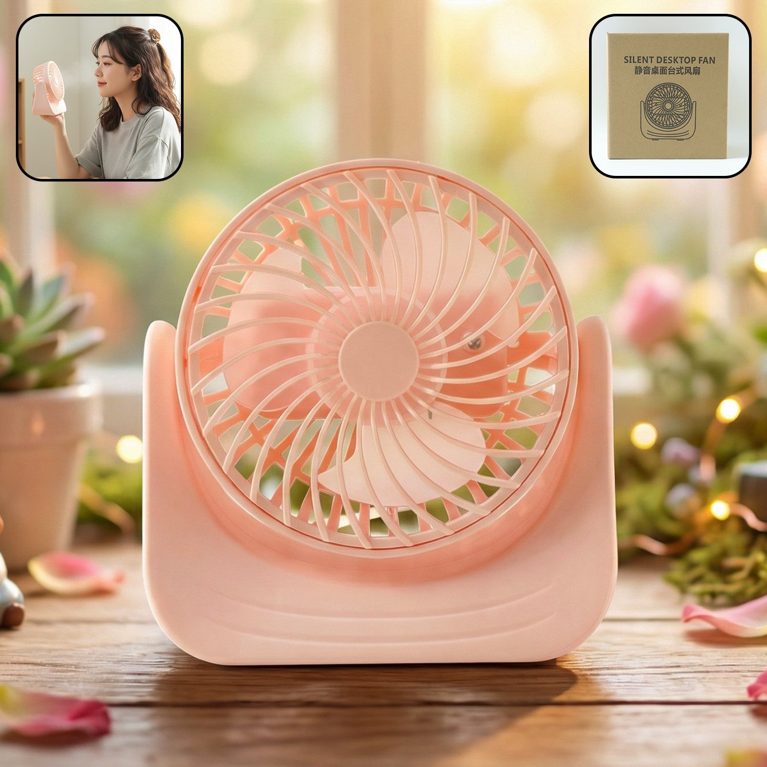 USB powered silent mini desk fan