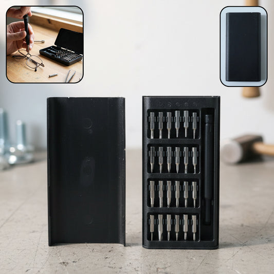 24-in-1 precision screwdriver tool kit with interchangeable bits in a compact case