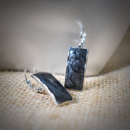 Black Rectangular Bar Dangle Earrings