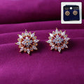 Floral Cluster CZ Stone Stud Earrings – Elegant Lightweight Design