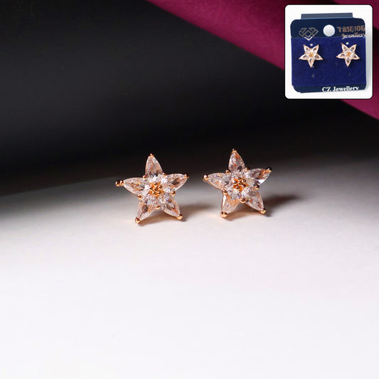Sparkling Star-Shaped CZ Stone Stud Earrings for Women