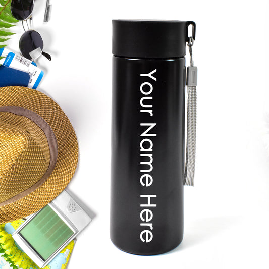 Customized / Personalized Vacuum Insulated Stainless Steel, Double walled (500 ML Approx / Black)