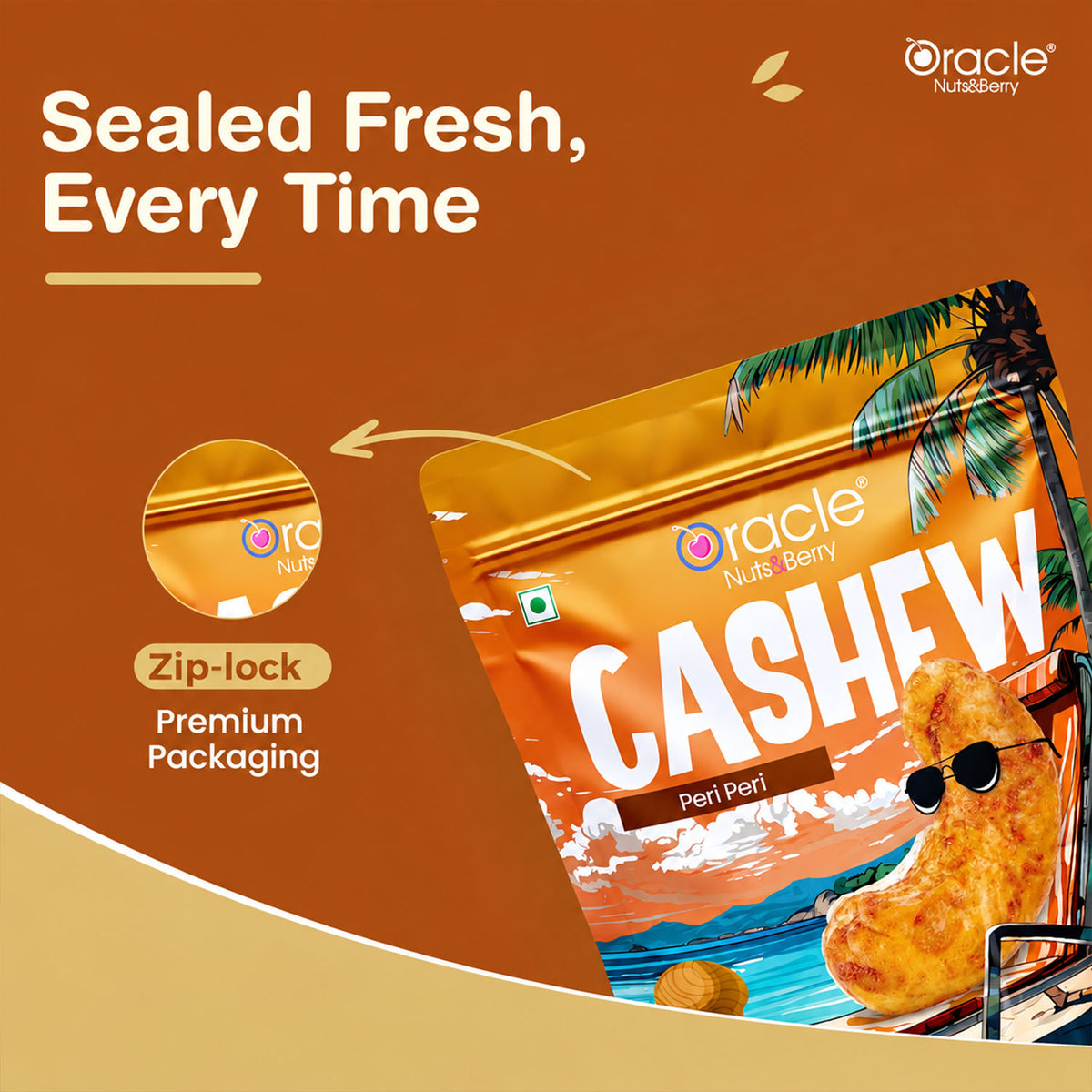 Peri Peri Cashews Premium Roasted Crunchy Kaju with Spicy Fiery Hot Masala (200g)