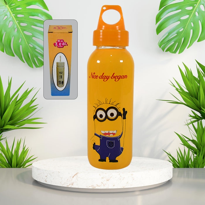 PORTABLE GLASS WATER BOTTLE, CREATIVE GLASS BOTTLE WITH GLASS WATER ( Mix Design)