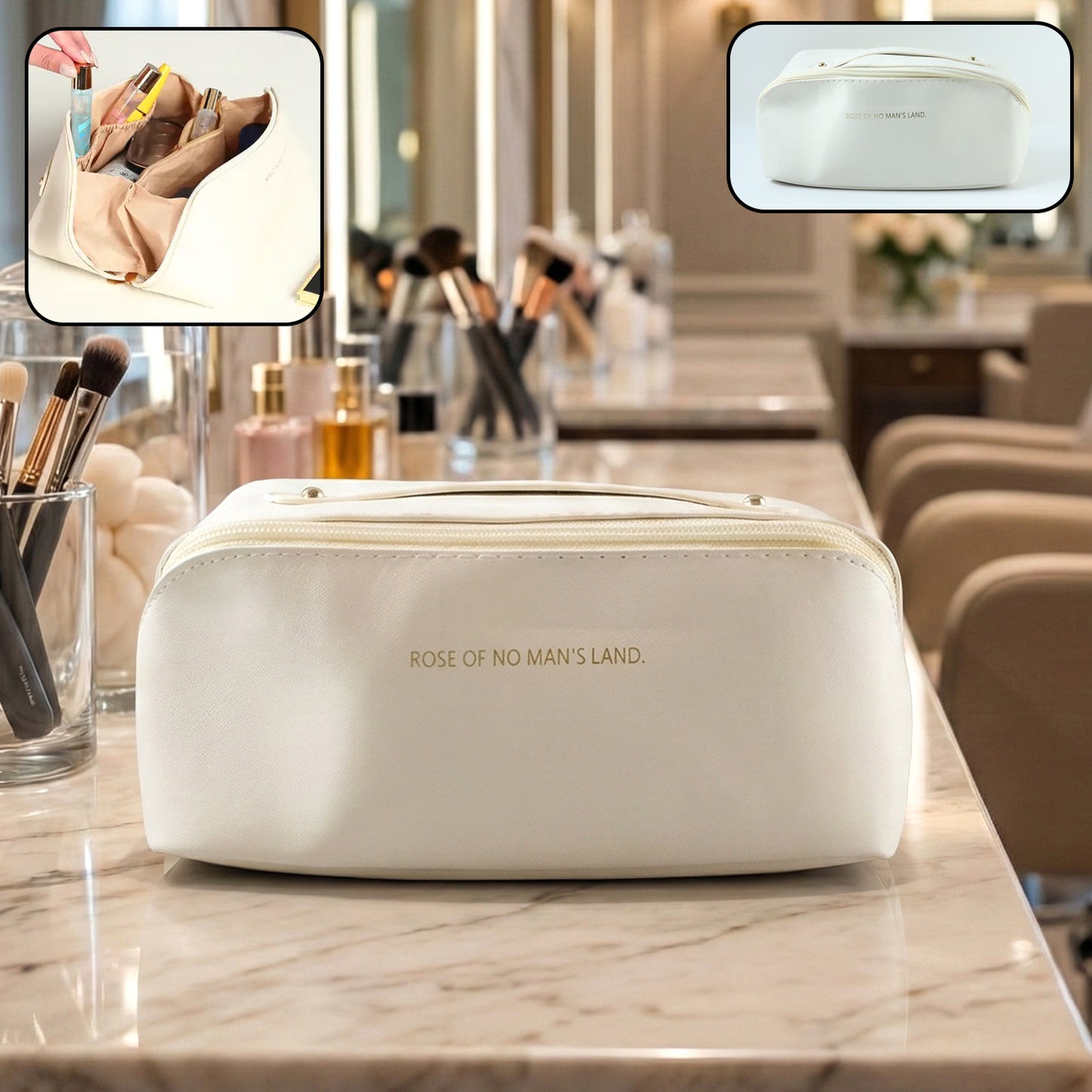 Travel Makeup & Toiletry Organizer Pouch with Zipper & Handle (1 Pc / Mix Color)