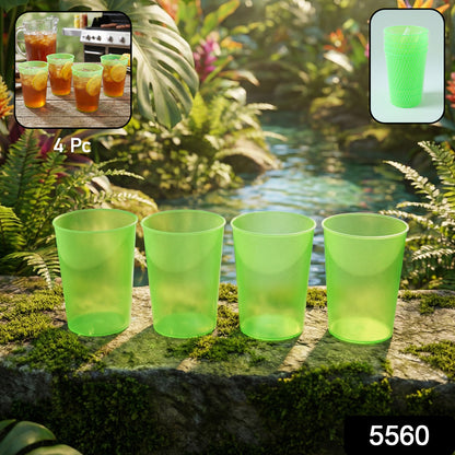 Reusable Plastic Drinking Tumblers - 4-Piece Transparent Water Cup Set