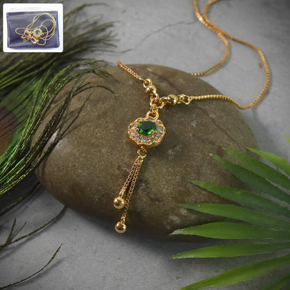Emerald Green Crystal Pendant Necklace for Women