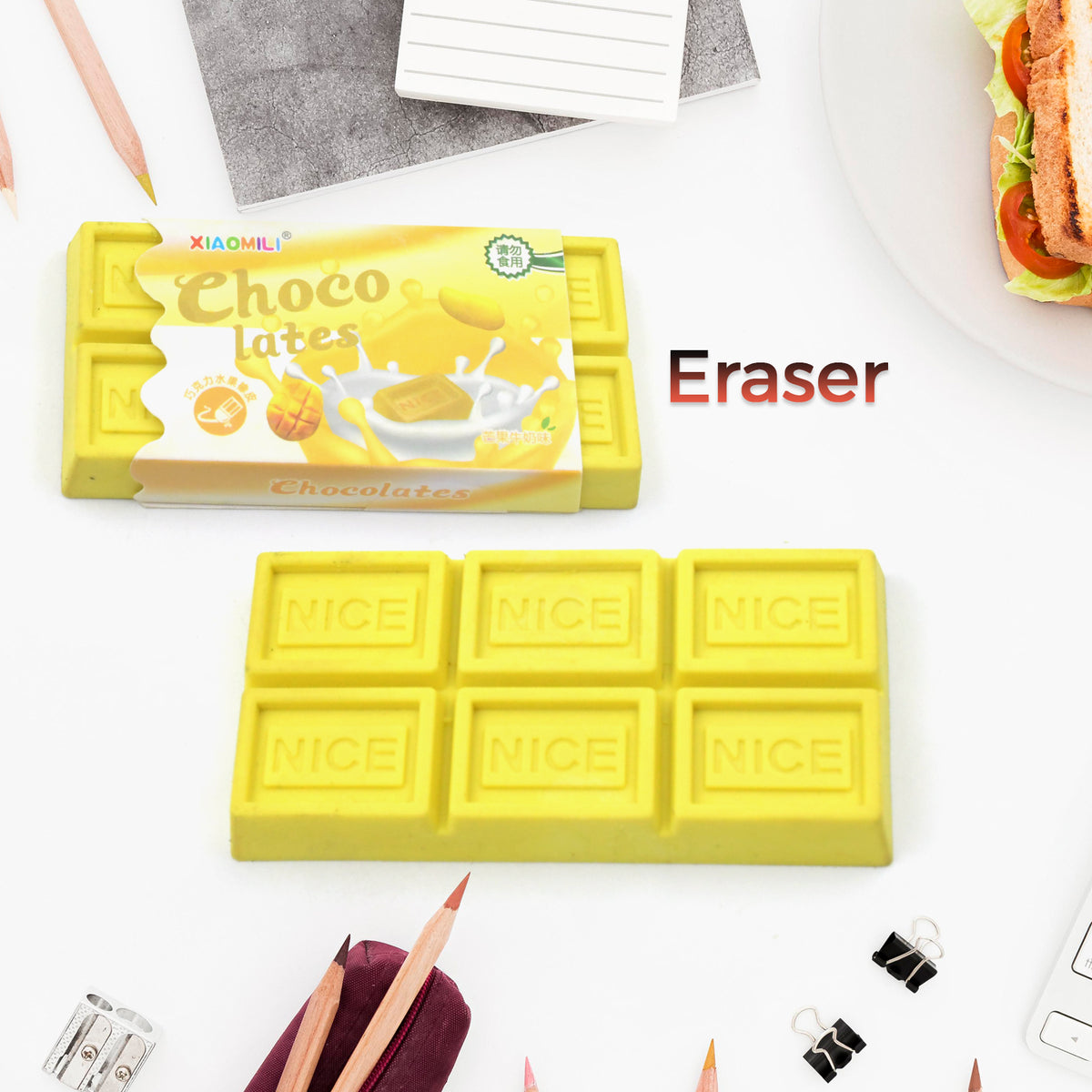 Purchase Chocolate Shaped Erasers 1 Set DeoDap