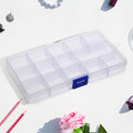 Jewellery Organizer Box – 15-Grid Clear Plastic with Dividers | Deodap