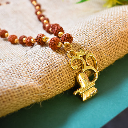 Om Pendant with Rudraksha and Shivling: Divine Protection and Blessings