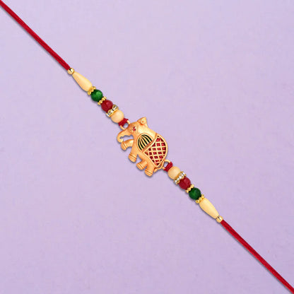 Elephant Rakhi with soft thread, suitable for comfortable wear.