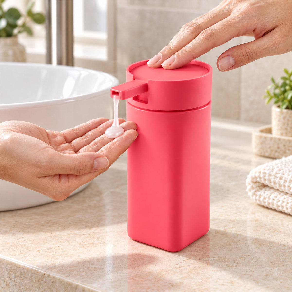 Liquid Soap Dispenser Bottle with Press Pump, Refillable Hand Wash Bottle (1 Pc)