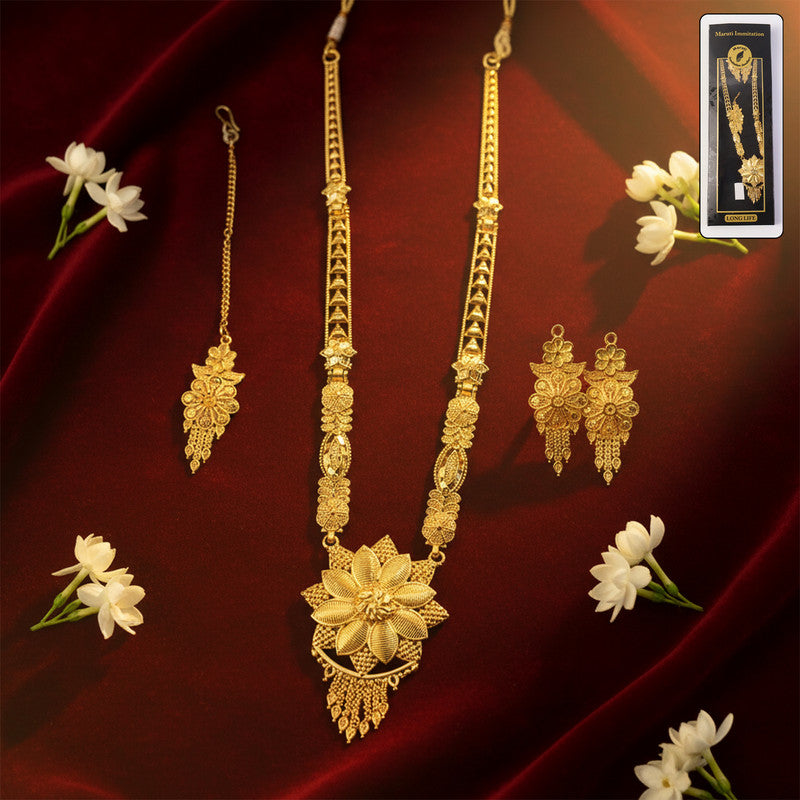 Bridal Lotus Blossom Necklace Set – Traditional Design for Festive & Wedding Wear