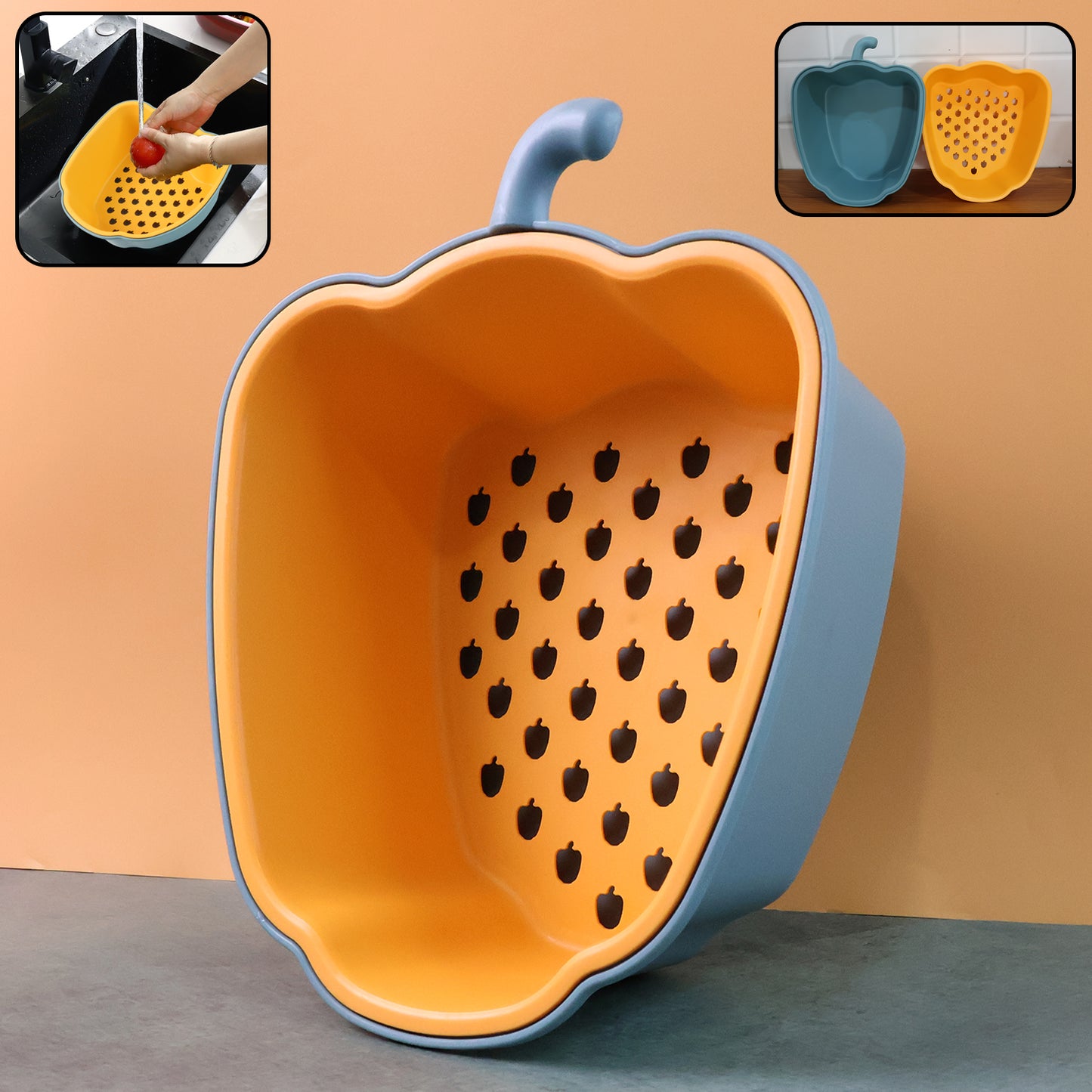 Pepper-Shape 2-in-1 Washing Bowl - (1 Pc)