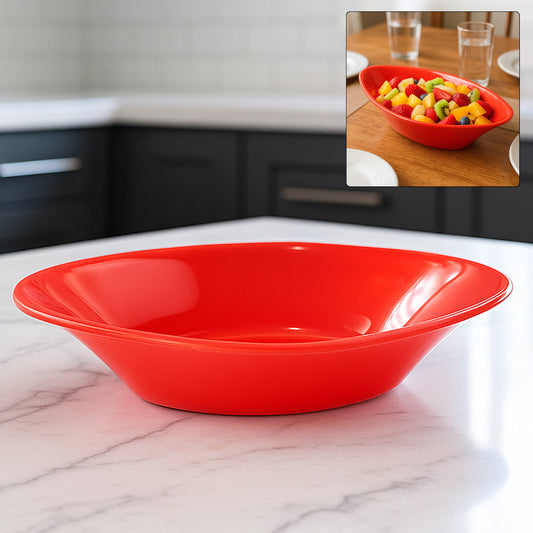 Plastic Marin Serving Bowl – Elegant Oval Deep Bowl (1 Pc / Red)