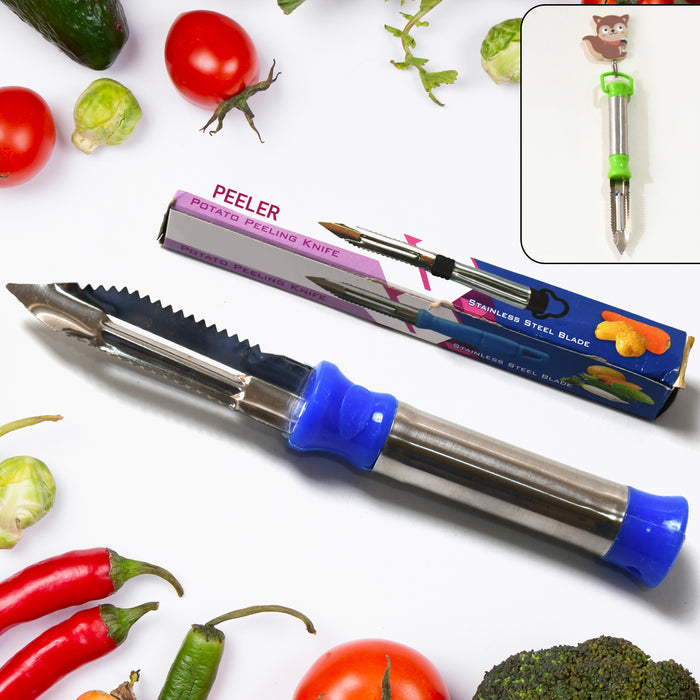 2in1 Multi-Purpose Stainless Steel Peeler With Hanging Ring For Vegetables, Potato Peeler, Carrot, grated, Suitable for Peeling and shredding Fruit and Vegetables Kitchen Accessories, Piller (1 pc) 