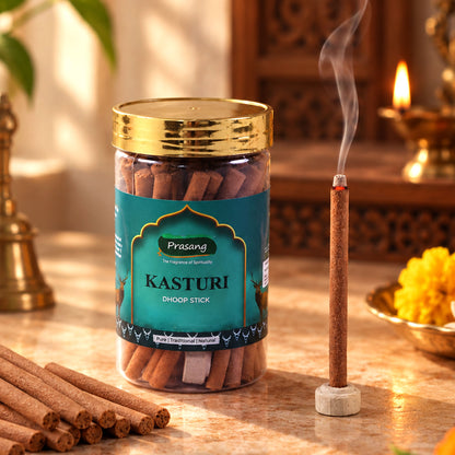 Kasturi Dhoop Sticks Jar with Holder for Daily Puja and Home Fragrance (100 Gm)