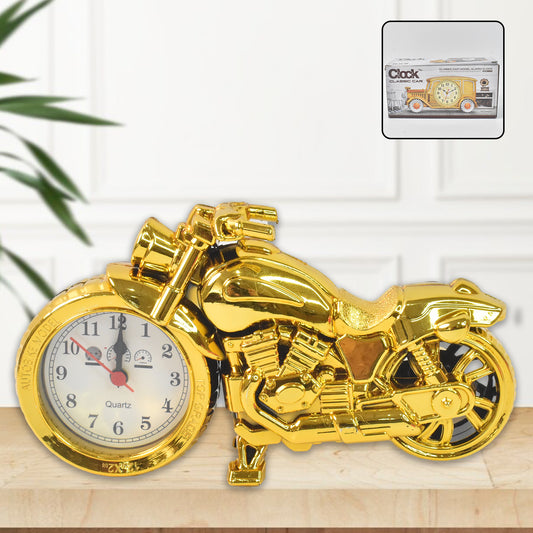 Golden Motorcycle Shape Alarm Clock, Motor Table Clock for Home Decor (1 Pc)