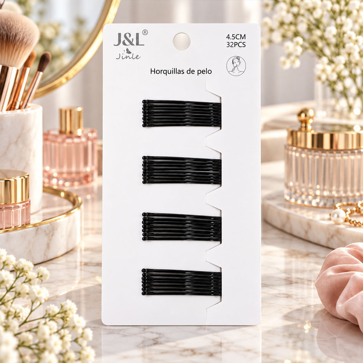 Metal Bobby Hair Pins with Rounded Tips for Buns and Daily Hairdos (32 Pc Set)