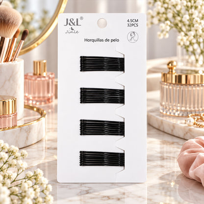 Metal Bobby Hair Pins with Rounded Tips for Buns and Daily Hairdos (32 Pc Set)
