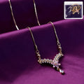 Floral V-Shape Pendant Necklace – Elegant Gold-Plated with Sparkling Stones