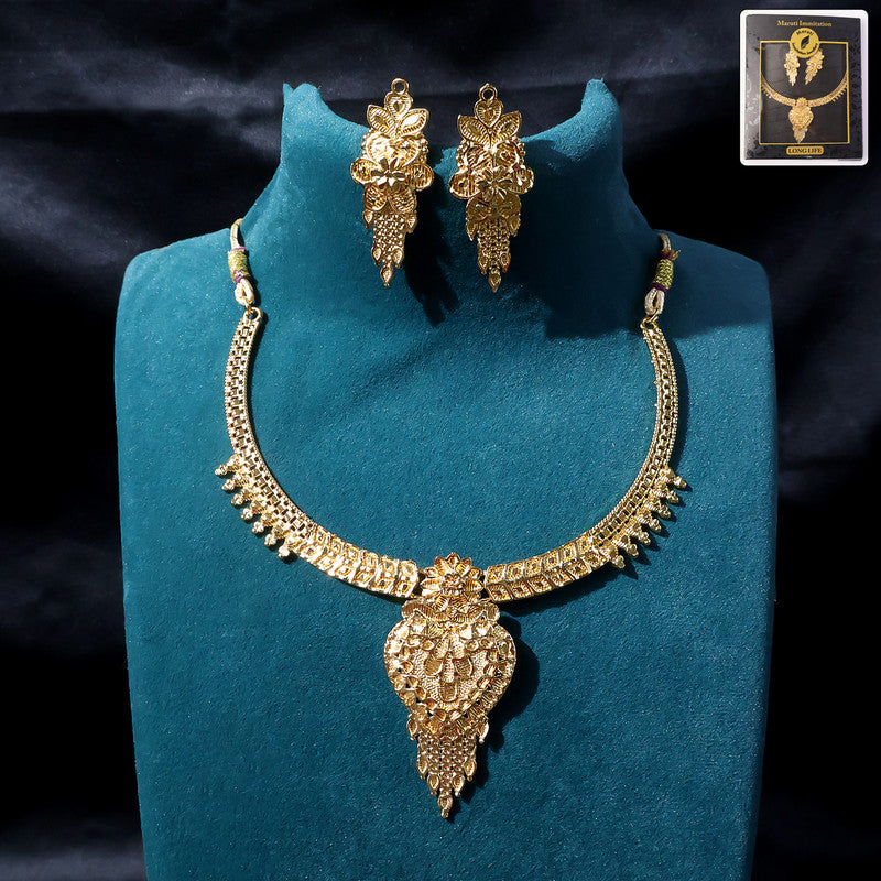 Royal Heritage Leaf Choker Necklace Set – Traditional Design for Festive & Wedding Wear