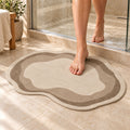 Decorative Wavy Shaped Bathroom Floor Mat for Indoor Home Use (1 Pc, 60x38 Cm)