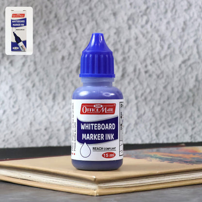OfficeMate Whiteboard Marker Ink Blue – 15 ml Refill Bottle for Smooth & Clear Writing