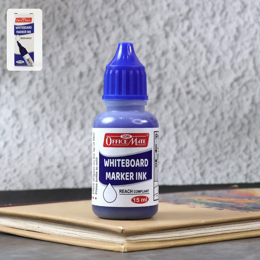 OfficeMate Whiteboard Marker Ink Blue – 15 ml Refill Bottle for Smooth & Clear Writing