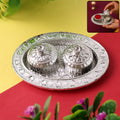 Oval Puja Thali with Kumkum Holders – Traditional & Durable Design