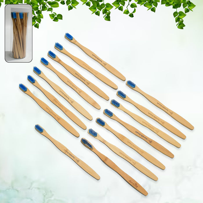 13029 Bamboo Wooden Toothbrush Soft Toothbrush Wooden Child Bamboo Toothbrush Biodegradable Manual Toothbrush for Adult, Kids (15 pcs set / With Round Box)