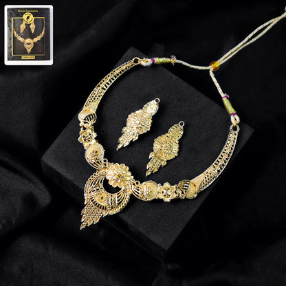 Royal Floral Engraved Choker Necklace Set – Exquisite Festive & Wedding Wear Jewellery