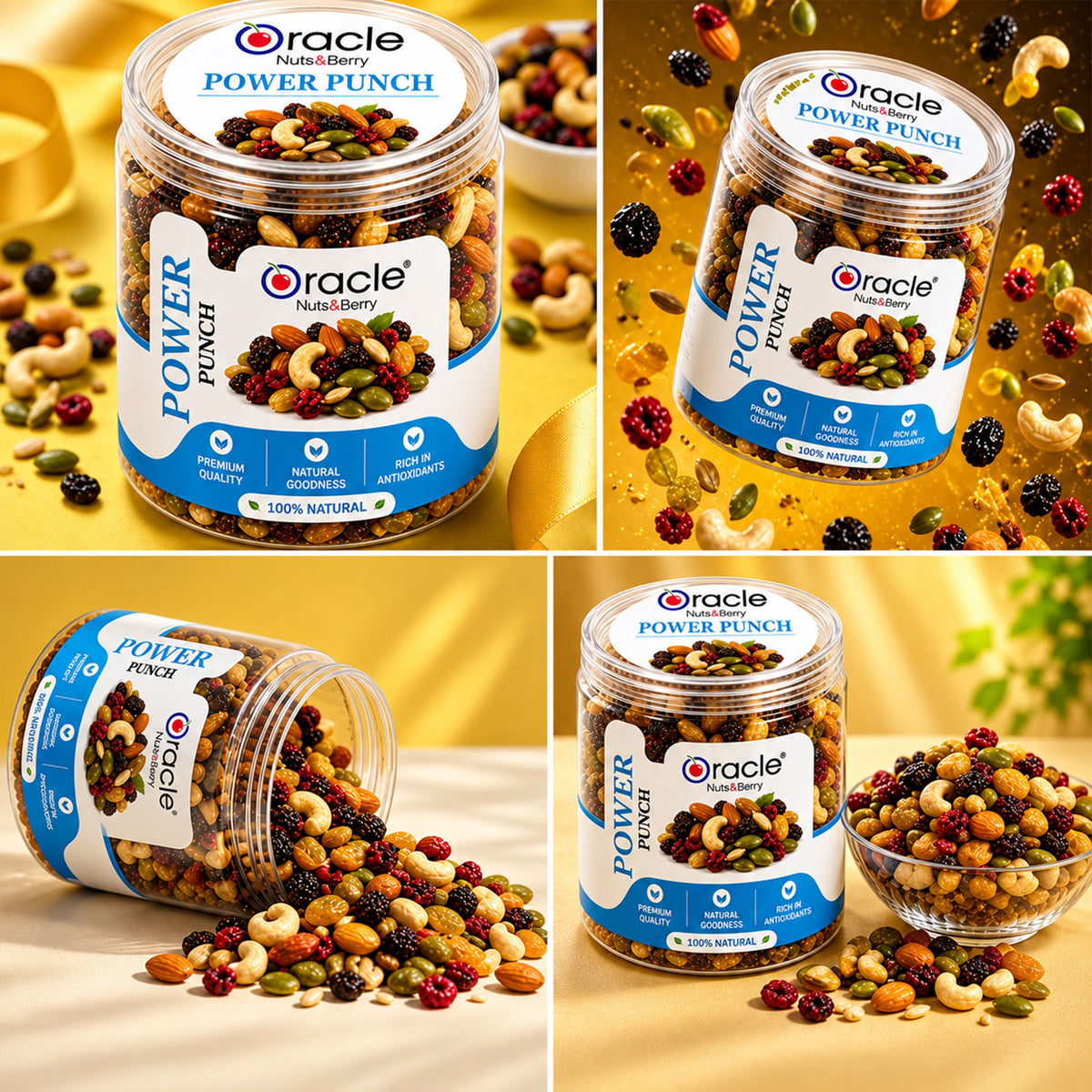 Power Punch Mix Premium Nuts Berries and Dry Fruits Healthy Snack Mix Jar (150g)