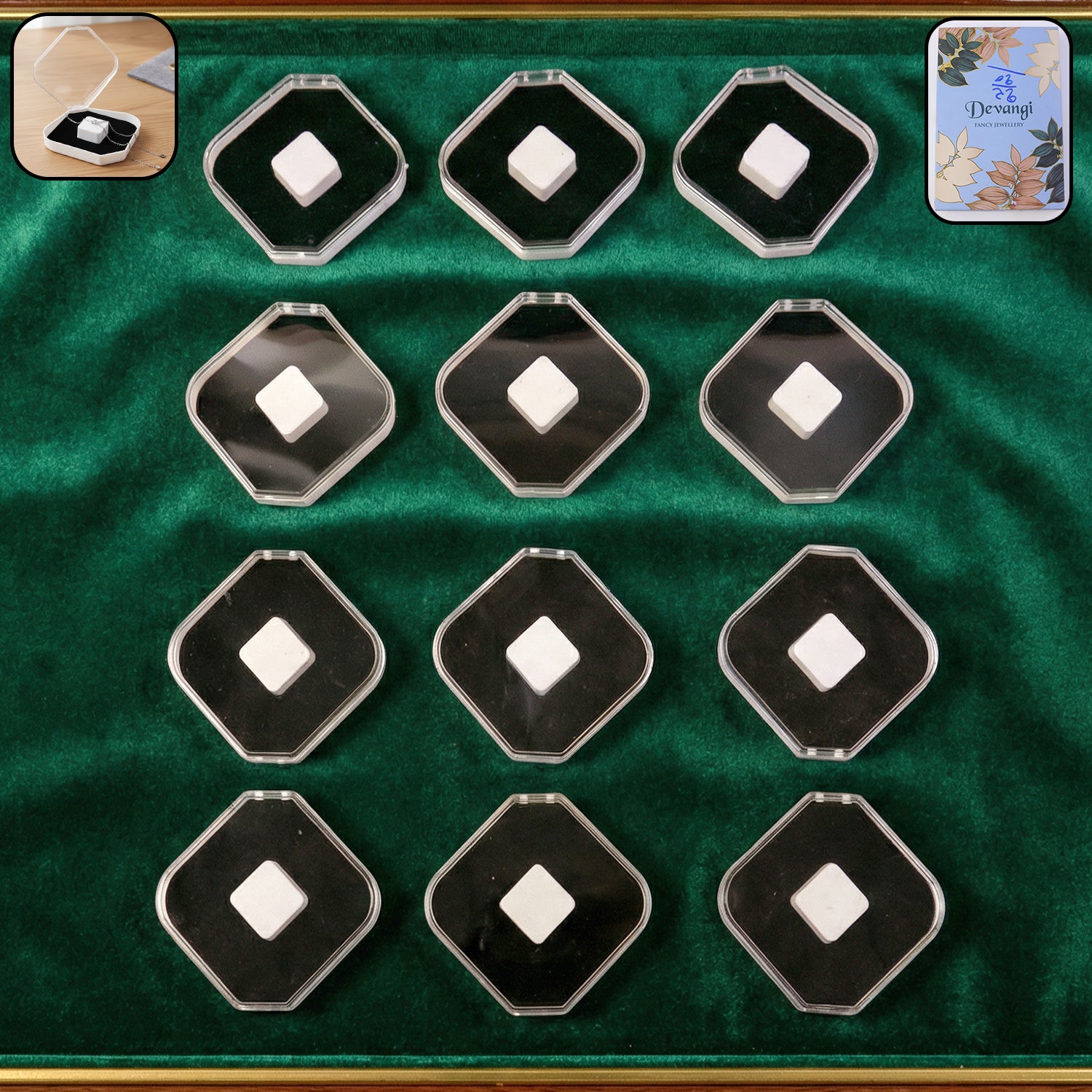 Jewellery Display Storage Box Set 12 Pc with Soft Cushion Inserts