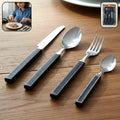 Stainless Steel Cutlery Set – 24-Piece with Plastic Handles & Tray