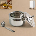 Stainless Steel Ghee Pot with Lid & Spoon – Mirror Finish