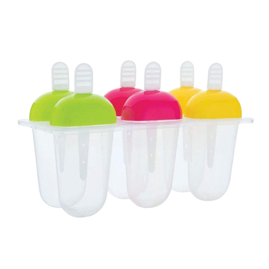 6 Pcs Multicolor Polypropylene Ice Mold, Kulfi Maker / Stick / Cream / Candy Color Assorted