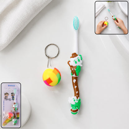 Kids toothbrush and ball toy set in colorful cartoon packaging