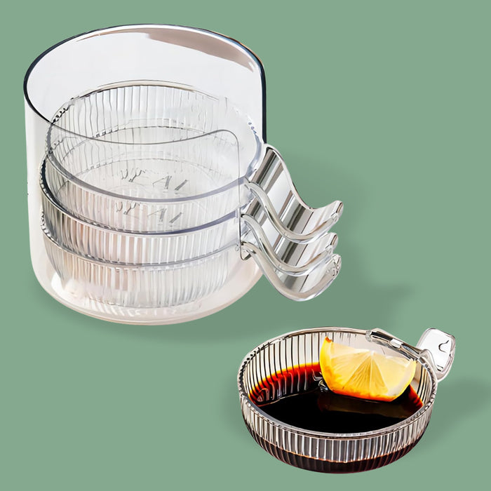 Plastics Dip Bowls, Dipping Sauce Bowls with Handle (4 Pcs Set / With Case)