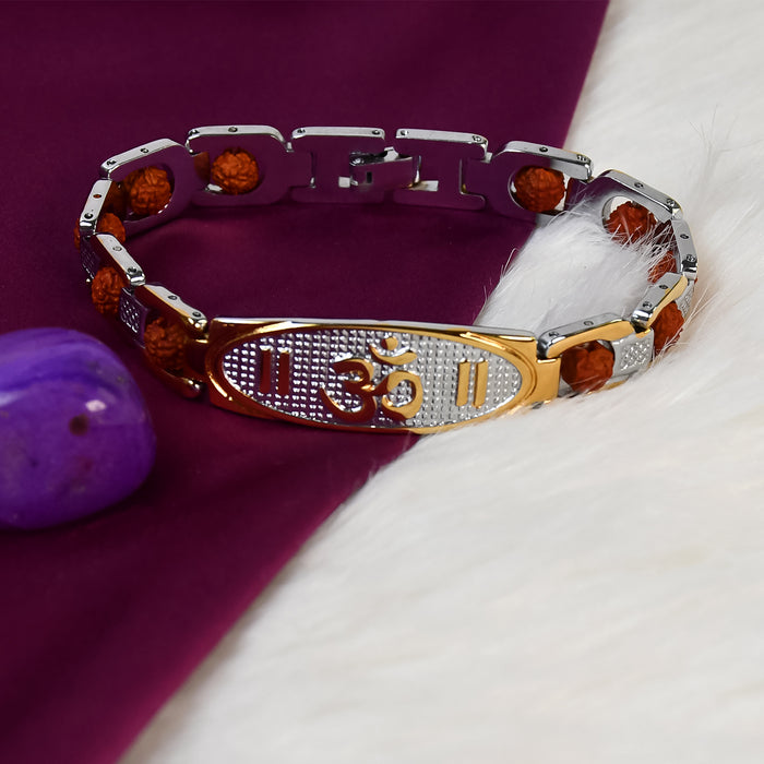 Om with Rudraksha Beads Bracelet: Divine Energy, Healing, and IGP Guarantee Plating