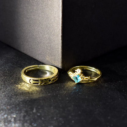 Elegant Gold-Tone Ring Set for Couples